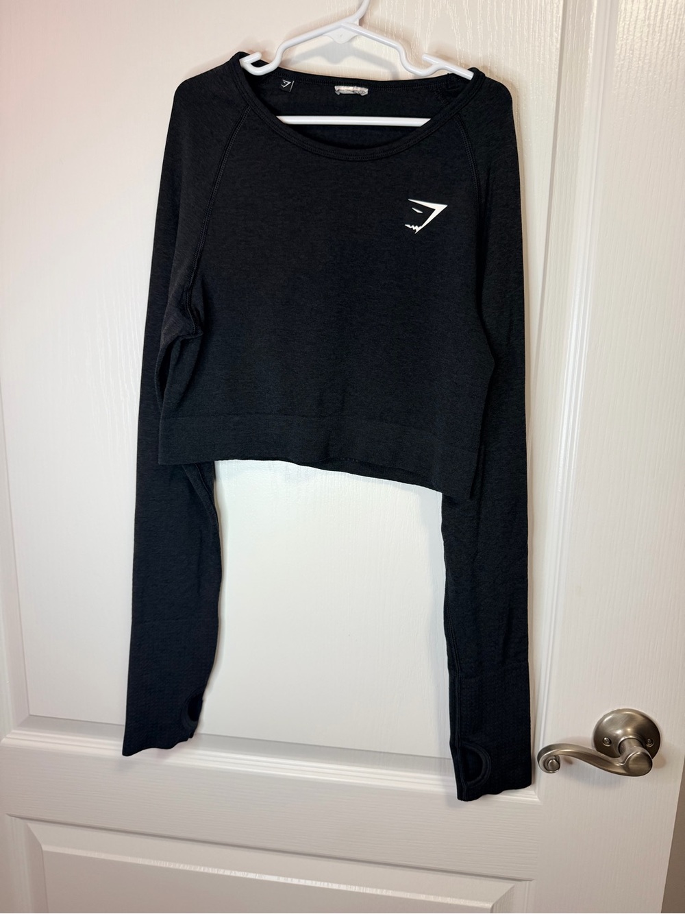 Gymshark Black Cropped Long Sleeve Crew Top